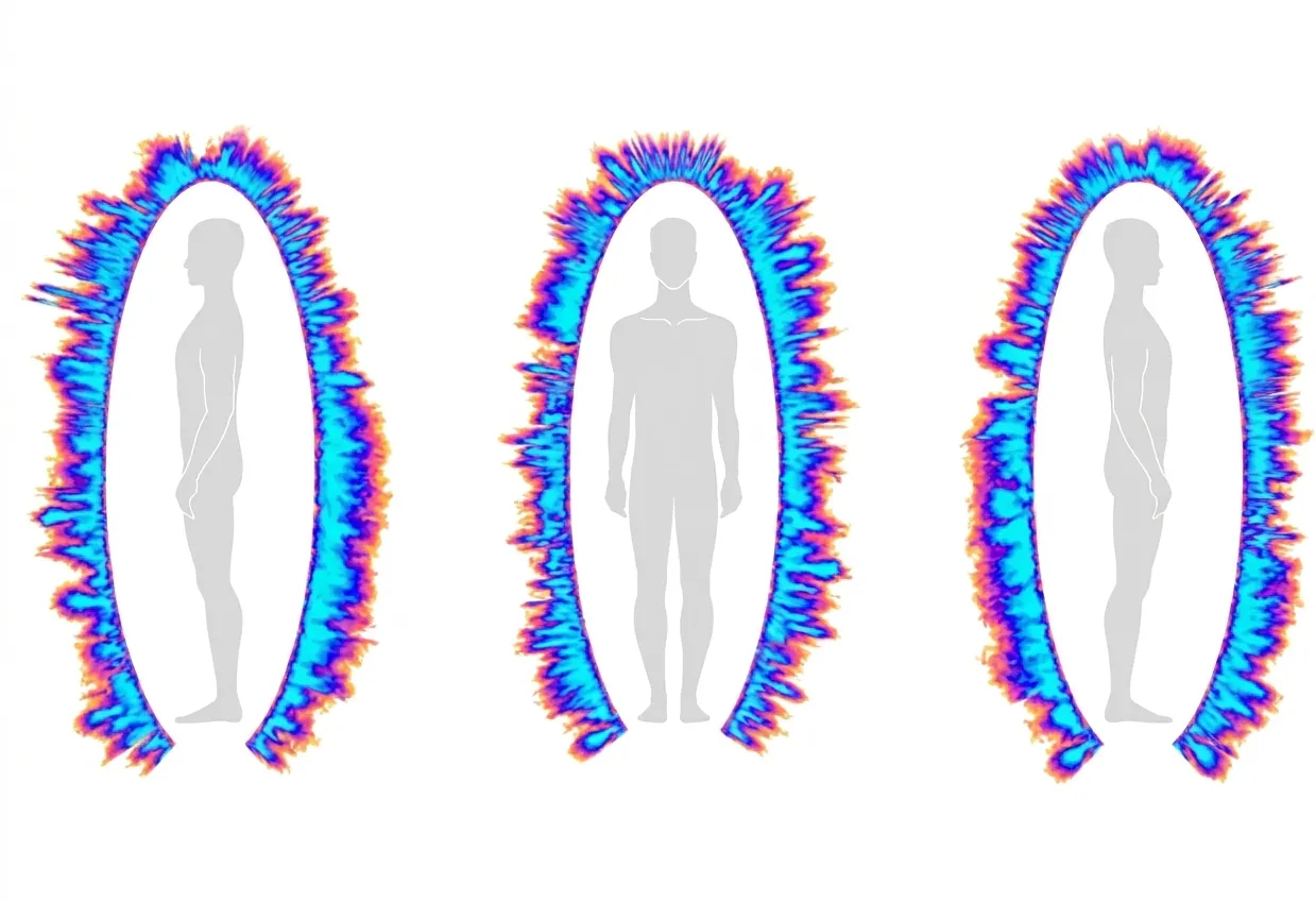 Illustration of human silhouettes surrounded by their aura energy field